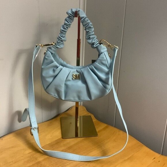 Steve Madden Handbags - Steve Madden Corinne Crescent Crossbody 2-way Bag Ruched Handle Sea Crush Mint